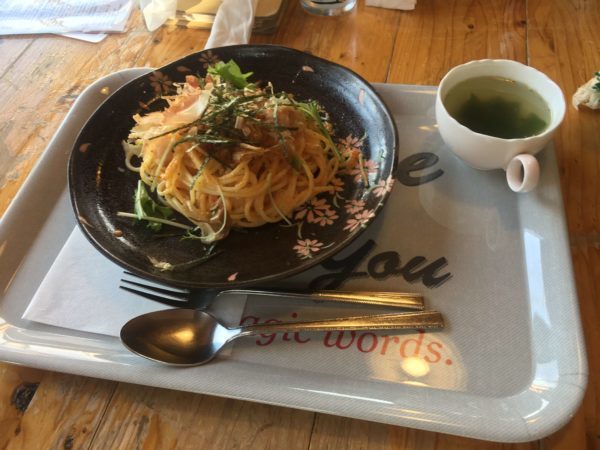 ブリーダーカフェの明太子パスタ
