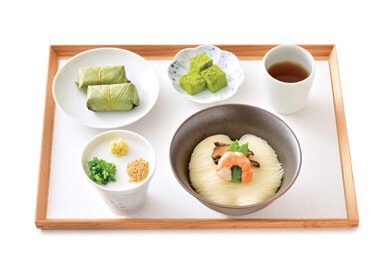 三輪そうめん山本のそうめん|古 都(こと) 柿の葉寿司(さば2個) / 抹茶わらび餅 付き